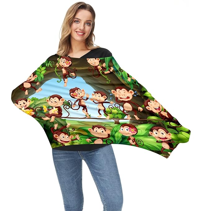 Baby Car Seat Stroller Covers Forest Cute Monkeys Nursing Cover Breastfeeding Scarf Soft Breathable Stretchy Infant Car Canopy Coverage Carseat Cover for Boys and Girls Multi Use
