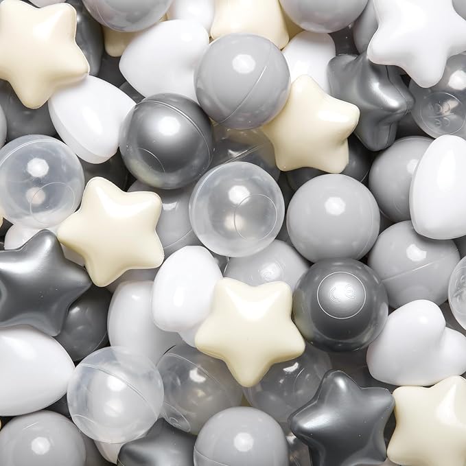 GOGOSO Ball Pit Balls,Plastics Balls for Ball Pit, Stars Hearts Shape for PastelBall for Toddlers Kids