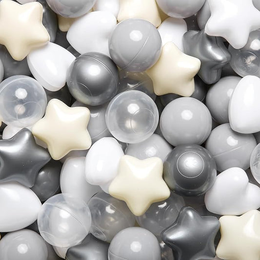 GOGOSO Ball Pit Balls,Plastics Balls for Ball Pit, Stars Hearts Shape for PastelBall for Toddlers Kids