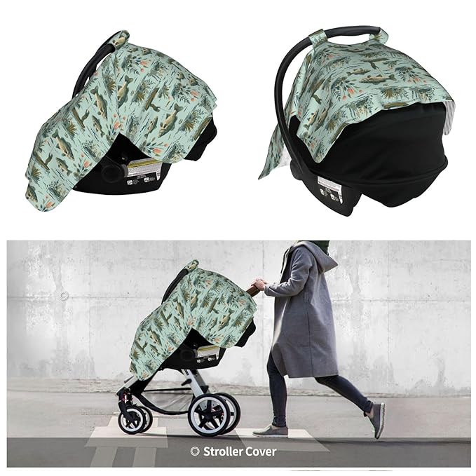 Fisher and Bass Fishes Baby Car Seat Canopy Nursing Cover for Newborn Car Seat Breastfeeding Covers Blanket Newborn Shower Gift