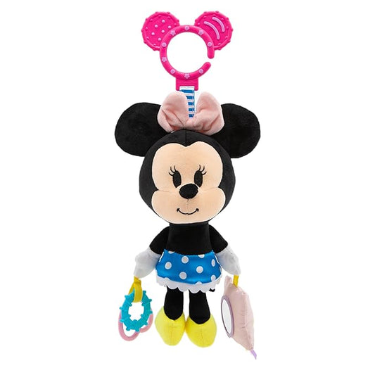 Disney Baby Minnie Mouse On The Go Activity Toy with Teething Rings, Crinkle Sounds, Mirror, and Rattle for Babies and Infants