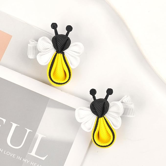 Doneace Bee Hair Clips Yellow Hair Clip for Girls Cute Bee Hair Accessories Handmade Honeybee Alligator Hairpins Animal Headdress Spring Hair Barrettes for Hair Styling Baby Kids Toddlers Teens 2Pcs