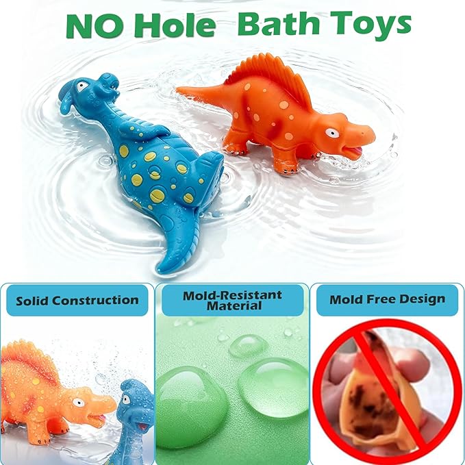 No Hole Dinosaur Bath Toys: Mold Free Bathtub Toys for Toddler Kids