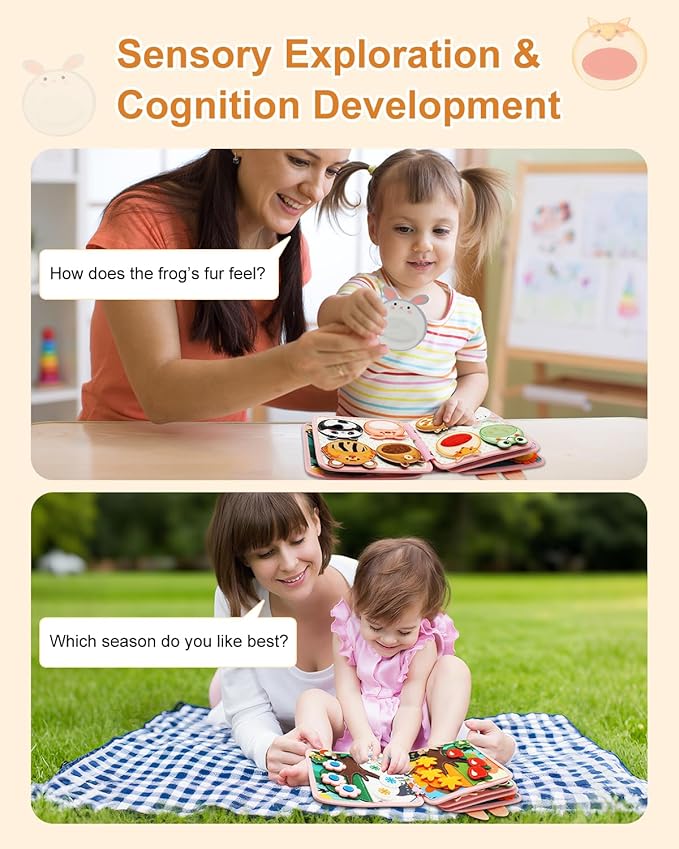 Busy Book for Toddlers 1-3, Montessori Toys for 1 Year Old, Baby Activity Quiet Books, Kids Travel Toys, Busy Board for Toddlers 3-5, Educational Learning Gifts for Boys Girls, Felt Animals Sensory