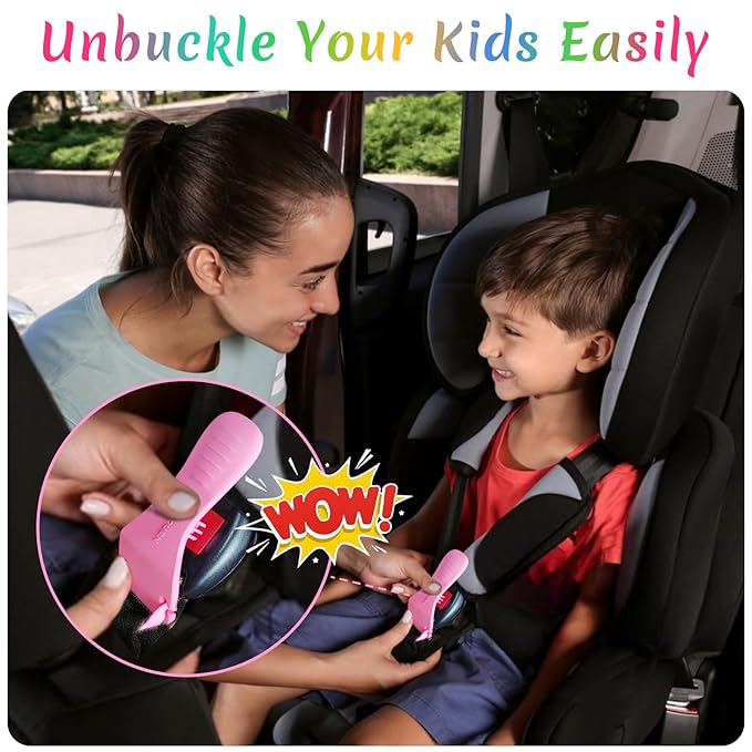 Buckle Release Tool, Easy Unbuckle Tool Button Pusher for Older Kids, Seniors, Long Nails, Quickly Unbuckle Your Kids in School Drop-Offs and Travel, Fits 5 Point Harness & All Button Buckles