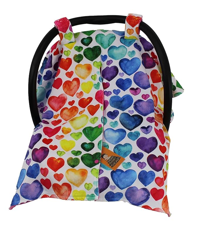 DEAR BABY GEAR Heart Deluxe Car Seat Canopy - Double Layer, Bright Colored Hearts, Hot Pink Smooth, Hot Pink, 40 x 30 Inches