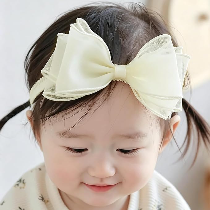 Baby Girls Cute Lace Bow Headband Soft Cotton Elastic Hair Accessories for Toddlers Newborns Ideal for Birthdays Baby Shower Photoshoots Special Occasions