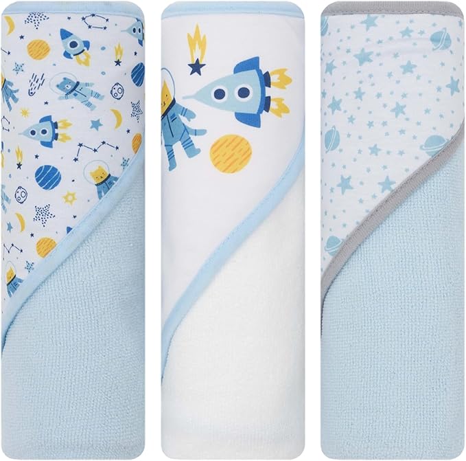 Hooded Baby Towels 3-Pack – Soft Baby Bath Towels with Hood for Newborns & Toddlers, Baby Hooded Towel Set, 30" x 26" (Moon Bear)