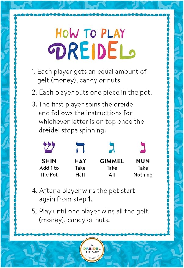 The Dreidel Company 10-Pack Hanukkah Blue and White Plastic Pastel Colored Dreidel, for Children, Boys and Girls, Party Favors (10-Pack)