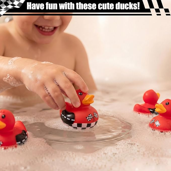 60 Pcs Race Car Party Favors - 2 Inch Rubber Duck in Bulk Mini Duckies for Ducking, Tiny Ducks for Kids Birthday Party Gifts Baby Shower Bath Time Piñata Fillers Gift Bag Stuffers