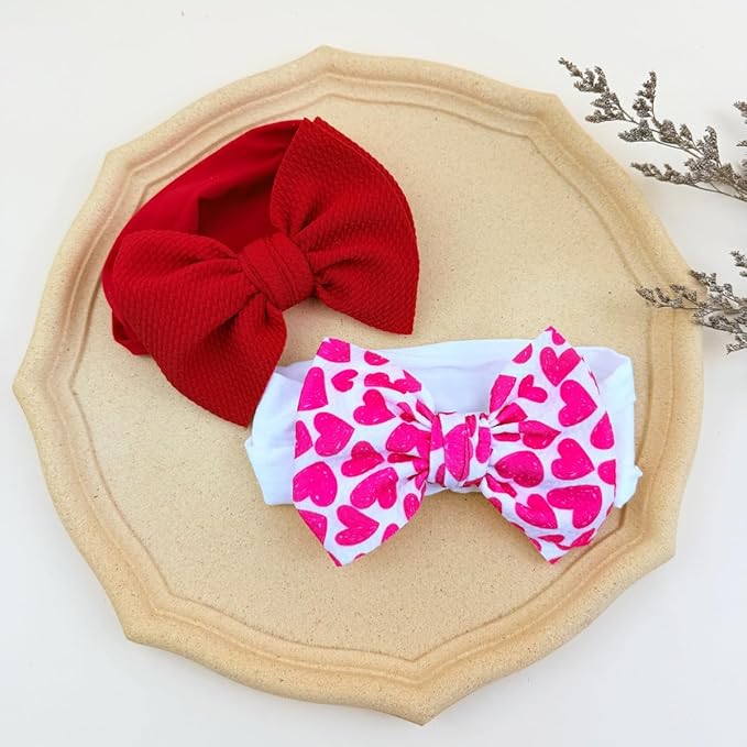 Baby Nylon Headbands Valentine's Day Baby Bows Stretchy Red Headbands for Newborns Infant Cute Hair Accessories (Y15, FZ)