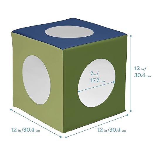ECR4Kids SoftZone Mirror Activity and Sensory Play Cube, Baby Essentials, Earthtone