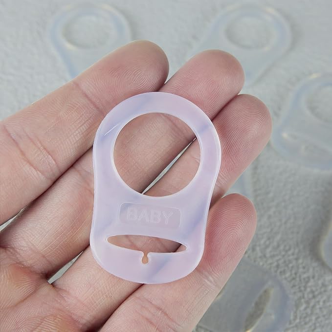 10 Pack Clean Pacifier Clip Silicone Adapter Holder Rings for Pacifier (Food Grade, Clear)