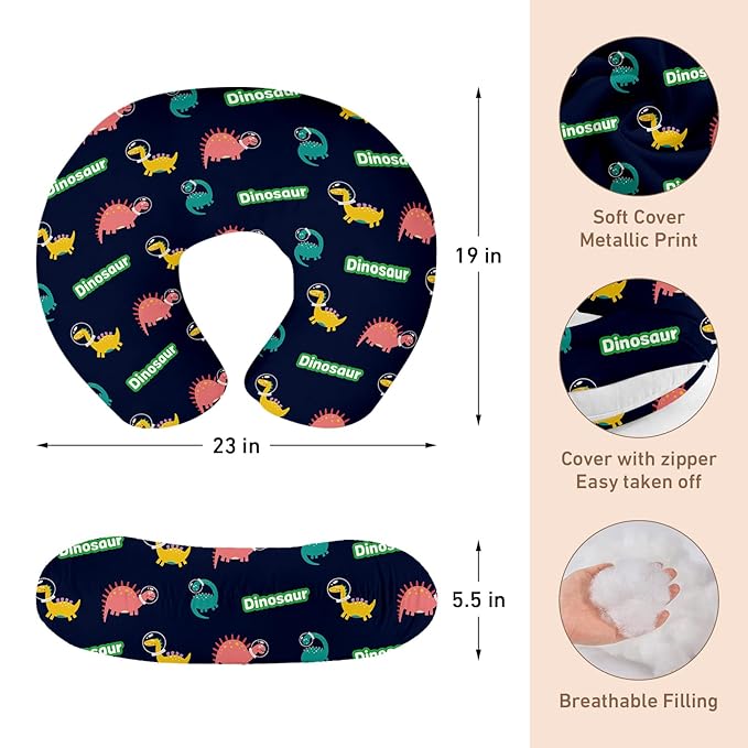 Personalised Car Seat Cover for Girls and Boys - 7 in 1 Deep Blue Dinosaur Print Multipurpose Breast Feeding Cover, Nursing Cover, Grocery Cart Cover - Birthday Gift for Babies(27"x29")