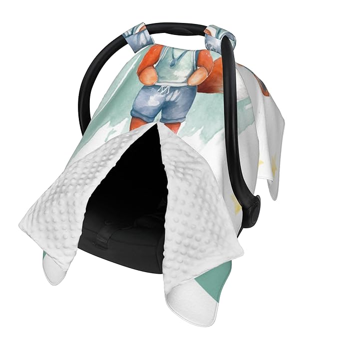 Personalized Baby Car Seat Cover Winter Custom Minky Carseat Cover Boy Girls with Name Fox Carseat Canopy Customized Car Seat Canopy Infant Carrier Covers Nursing Cover Toddler Blanket