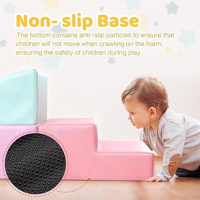 Hoohtoot Foam Climbing Blocks for Toddler: with 4-Piece PU Leather Climbing Toys and a Ball Pit - Foam Ball Pit for Toddlers - Climbing Toys Indoor for Kids Crawling (Purple Climbing Blocks)