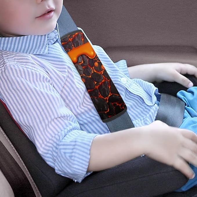 AFPANQZ 2 Pack Car Seat Belt Covers Cool Magma Fissure Design Car Seatbelt Pad Cushion Pads for Kids Adjustable Universal for Most Car Laptop Backpack Luggage Bag Straps Soft Pads