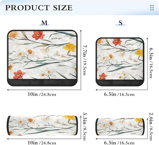 Car Seat Belt Covers 2 Piecing Breathable Camera Bag Strap Cover for Adults Child Kids M Fall Flowers Daffodil Carnation Freesia White
