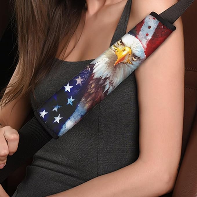 American Flag Seat Belt Cover Seatbelt Shoulder Pad 4th of July Decorations Universal Car Seat Belt Pads Cover Soft Car Seat Belt Pad Cushion Shoulder Pads for Adults Kids