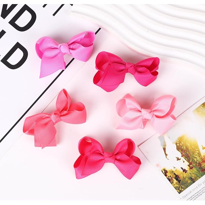 Hair Bows for Girls 10PCS Girls Toddler bows Clips Black Grosgrain Ribbon Alligator Clips Kids Hair Accessories
