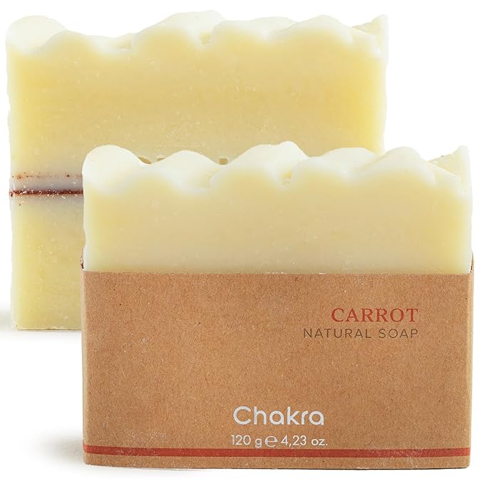 Chakra Carrot Bar Soap - Paraben & Additive Free Handmade Soap Bar for Face, Body and Hands, Gentle Cleansing for Daily Skin Care, 4.23 oz