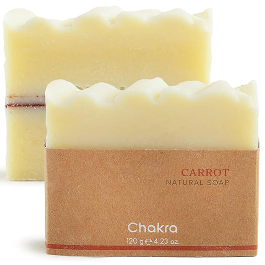 Chakra Carrot Bar Soap - Paraben & Additive Free Handmade Soap Bar for Face, Body and Hands, Gentle Cleansing for Daily Skin Care, 4.23 oz