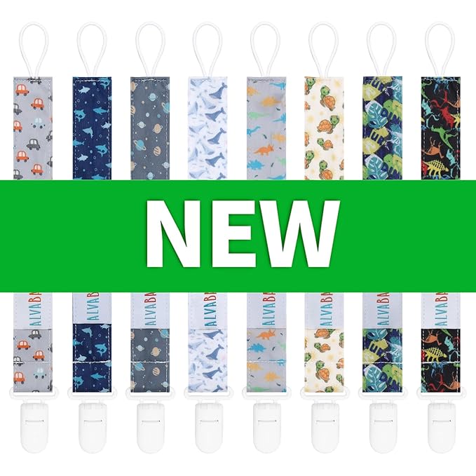 ALVABABY Pacifier Clips 8 Pack Pacifier Binky Paci Holder Leashes for Baby Teethers 8DP08