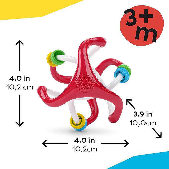 Baby Einstein Slide & Swirl Sensory Ball, Multisensory Baby Toy with Textured Beads, Rattle Sounds & Easy-Grip Design, Ages 3 Months+