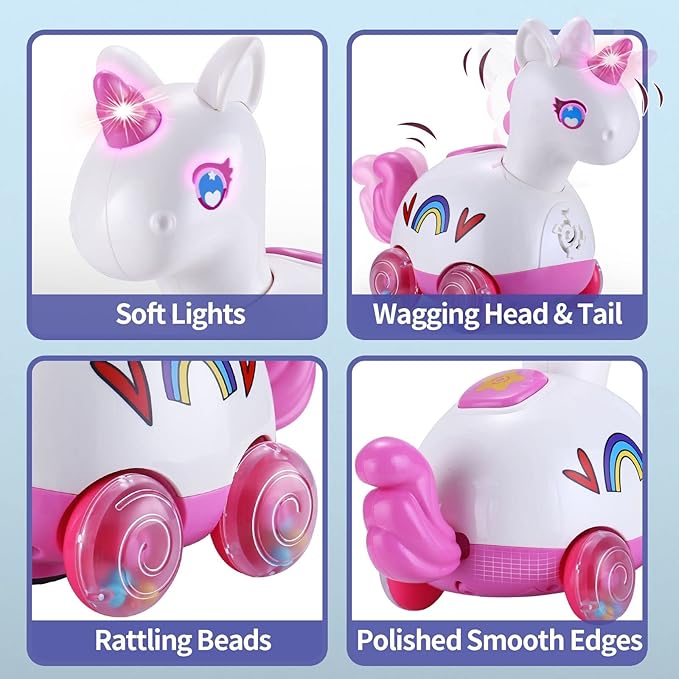 Yerloa Unicorn Baby Girl Toys 6-12 Months, Musical Light Up Crawling Tummy Time Infant Toys 3 4 5 6 7 8 9 10 11 12 18 Months Newborn Easter 1st Birthday Girl Gift Toddler Learning Activity