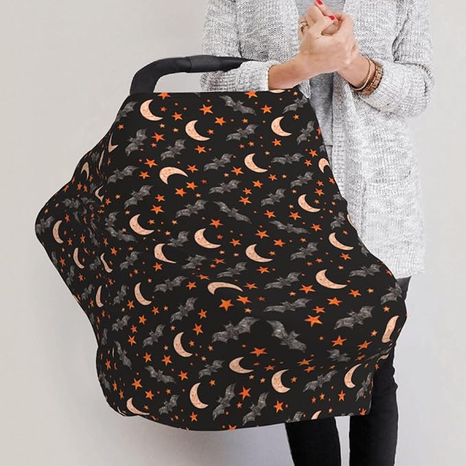 Bats Star Moon Baby Car Seat Covers Carseat Canopy Soft Infant Stroller Cover Nursing Breastfeeding Covers for Girls Boys Newborn