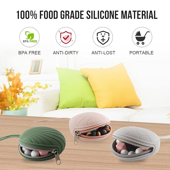 Smlpuame Pacifier Holder Case,BPA Free Portable Pacifier Storage Container,Silicone Baby Pacifier Cover Pouch for Diaper Bag Stroller,Travel Outdoor Activities,Easy to Clean(Mint)