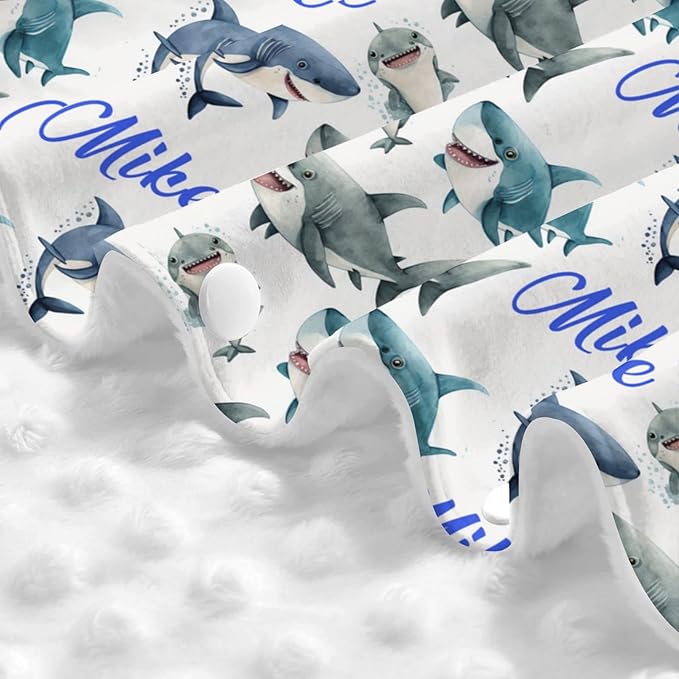 Personalized Baby Car Seat Canopy for Babies with Name, Custom Car Seat Covers for Boys Girls, Infant Opening Minky Nursing Breastfeeding Stroller Cover Carseat Canopies for Newborn (Shark)