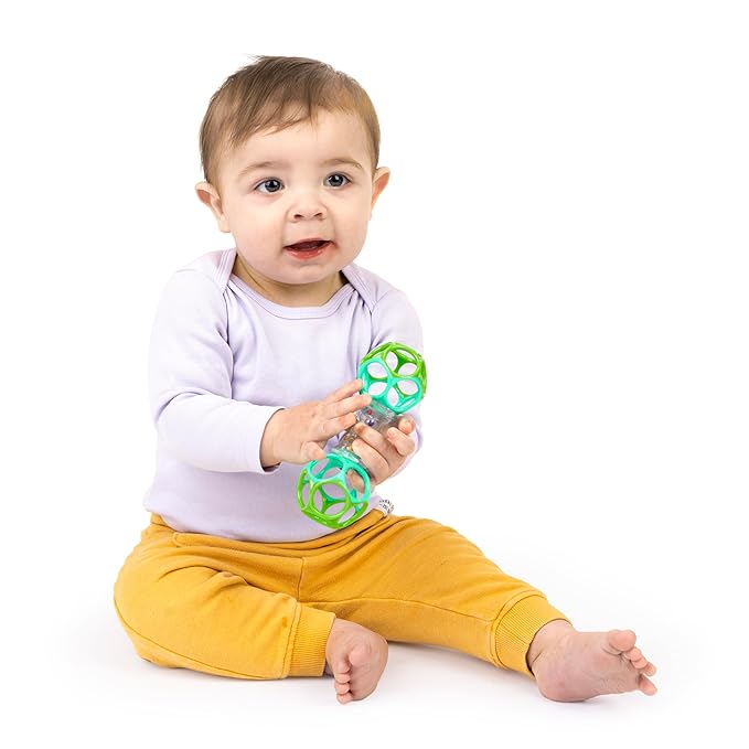 Bright Starts Baby Toy, Grab & Spin Rattle & BPA-Free Teether (3 Months+) + Oball Shaker Rattle (Newborn+)