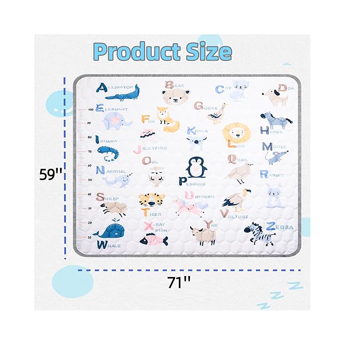 Baby Play Mats for Floor, 71"x59" Extra Thicker Large Soft Cushioning Foam Playmats for Babies, Toddlers, Non Slip Foldable Washable Play Mat for Playpen & Floor (Animals & Letters)
