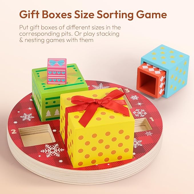 Woodtoe Magnetic Christmas Tree Toy for Toddlers, Montessori Toys for 3 4 5 6 Year Old, Wooden Color Sorting & Stacking Toys, Fine Motor Skills Sensory Toys, Christmas Decorations STEM Gifts for Kids
