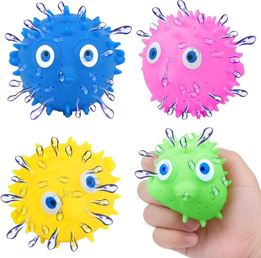 uvitaya 4 PCS Pufferfish Water Balls, Sensory Stress Relief Floating Pool Toys for Kids, Water Splash Balls Toddler Swim & Bath Toys, Christmas Goodie Bag Fillers for Babies
