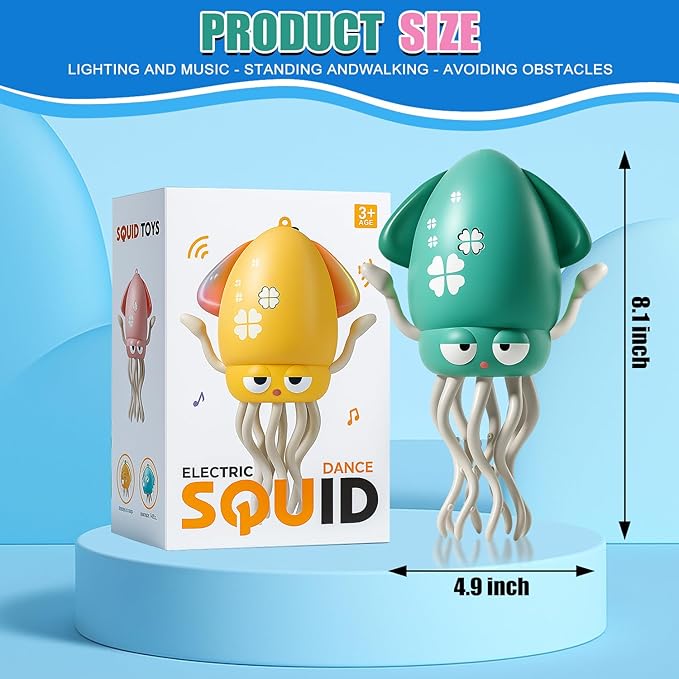 Magic Dancing Octopus Toy, Smart Tentacle Explorer, Wiggly Wonder Interactive Fun Octopus, Crawling Dancing Automatic Obstacle Sensor Toys, Crazy 8-Leg Wiggly Robotic with Music (Green)
