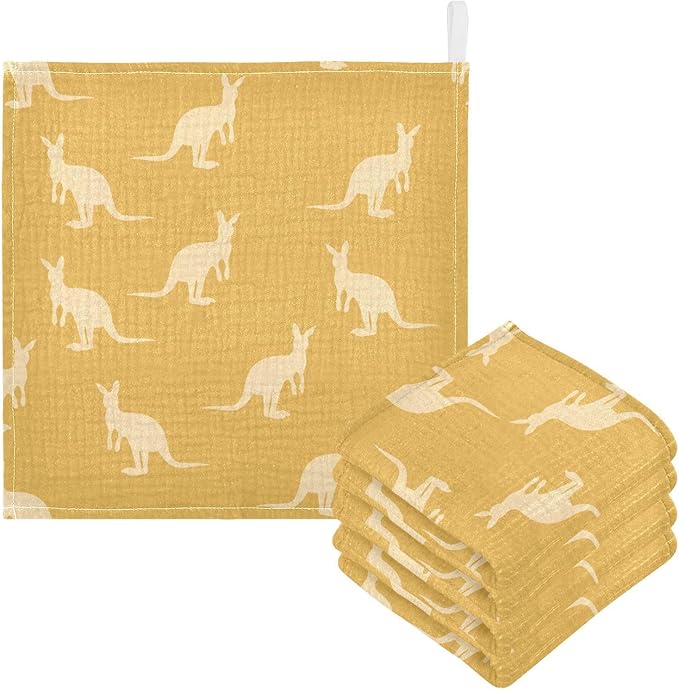 vvfelixl Baby Muslin Washcloths Kangaroo Australia Animals Baby Burp Cloths Cotton Baby Face Towel for Newborn Infants Boys Girls Soft and Absorbent 11.8 X 11.8 in, 3 Pack