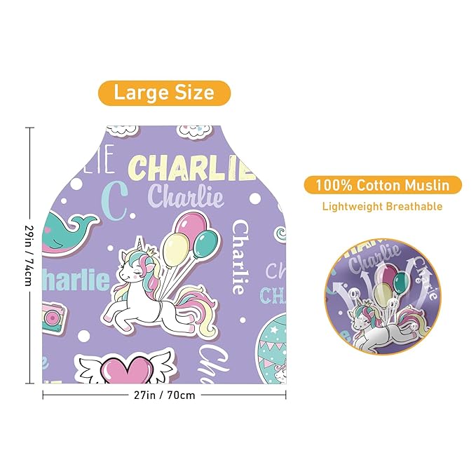 Personalised Infant Car Seat for New Parents - Purple Horse Print Baby Carseat Cover, Breast Feeding Cover, Multi-Function pad for Boys Girls - Christma Gift for Parent Babies(27"x29")