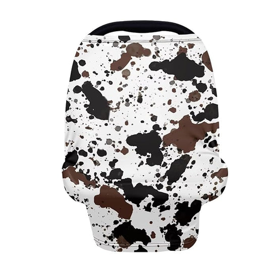 Biyejit Splash Cow Print Baby Car Seat Cover, Multi- use Nursing Cover for Breastfeeding, Carseat Cover Boys, Baby Shower Stuff for Newborn, Soft Breathable