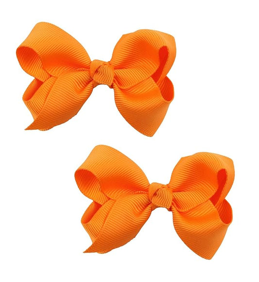 Baby Girl's 2Pcs Cute 3 Inch Pure Color Bow-knot Hair Clip for Photography Travel Daily Life (Orange)