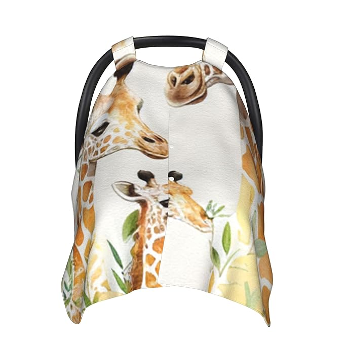 Personalized Winter Carseat Cover for Baby Custom Name Car Seat Canopy for Newborn Baby Boys Girls 2 in 1 Mom Nursing Breastfeeding Covers Giraffe Minky Baby Carrier Stroller Covers