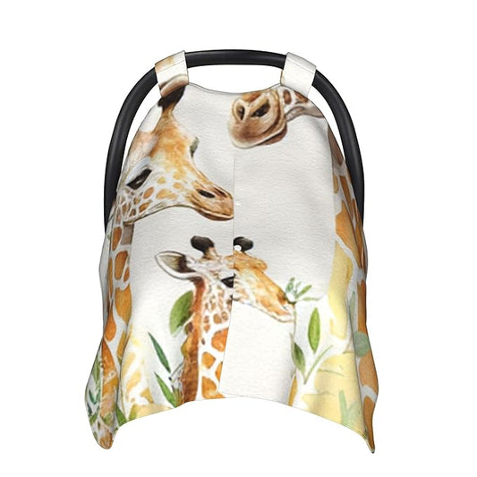 Personalized Winter Carseat Cover for Baby Custom Name Car Seat Canopy for Newborn Baby Boys Girls 2 in 1 Mom Nursing Breastfeeding Covers Giraffe Minky Baby Carrier Stroller Covers
