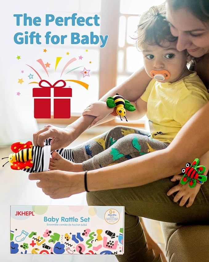 Baby Toys 0-6 Months: Baby Rattles 0-6 Months Infant Toys Baby Wrist Rattle Socks for 6-12 Month Baby Boy Girl Gifts Easter Basket Stuffers