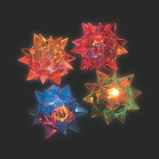 Fun Express 12-Piece Rubber Flashing Star Balls – Light-Up Glow Toys for Parties Outdoor Play & Nighttime Fun – Vibrant Colors for Events Activities Favors Celebrations & Entertainment – 12 Pieces