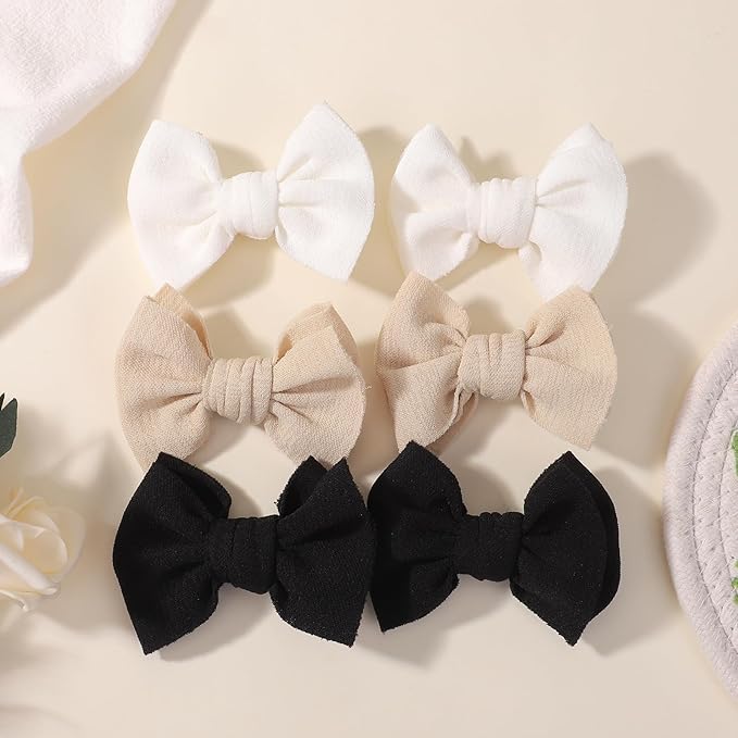 Choicbaby 6 PCS Baby Hair Clips 3” Fabric Girl Hair Bows Baby Barrettes Accessories with Alligator Clips for Toddlers Kids Infant
