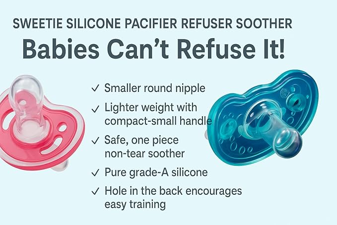 Sweetie Silicone Pacifier Refuser Soother 2 Count (Blue)