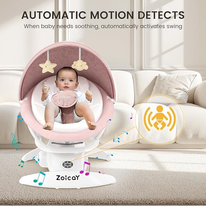 3-in-1 Baby Swing for Infants to Toddler, Infant Swing with 5 Speeds & 3 Swing Modes, 12 Lullabies, Electric Swing for Baby, Up to 25 lbs, Pink