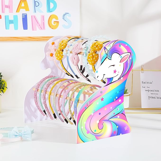 FIOBEE Girls Headband Holder Organizer Unicorn Headband Storage Hair Accessories Organizer Hairband Display Stand Home Room Decors for Kids