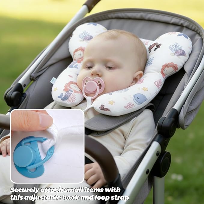 Baby Neck Pillow, U-Shape Pillow for Car Seat and Stroller Use, Soft Lightweight Pillow for Babies and Toddlers (Mermaid)